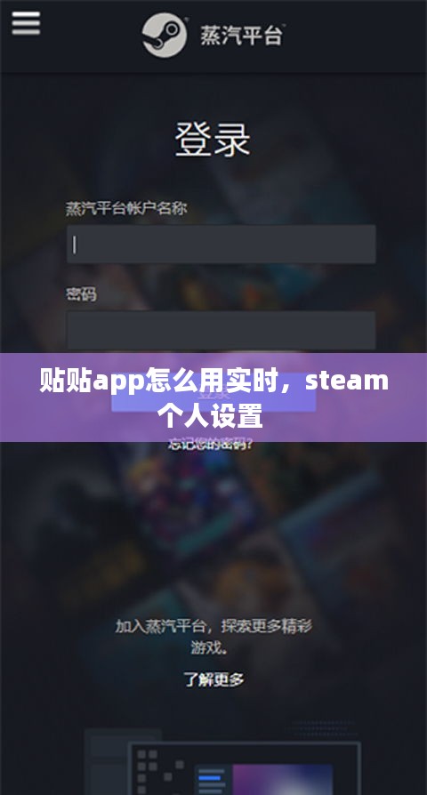 贴贴app怎么用实时，steam个人设置 