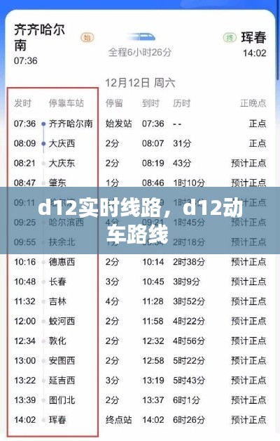 d12实时线路，d12动车路线 