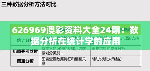 626969澳彩资料大全24期：数据分析在统计学的应用