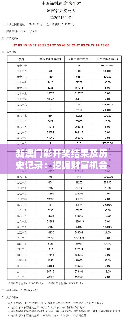 新澳门彩开奖结果及历史记录：挖掘财富机会的艺术