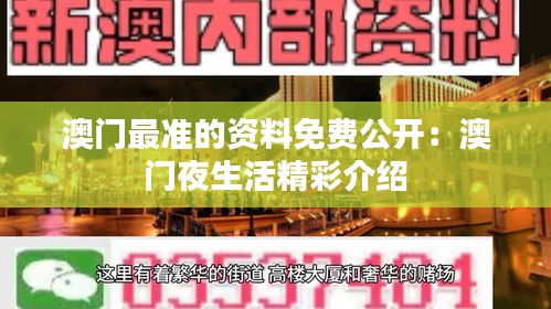 澳门最准的资料免费公开：澳门夜生活精彩介绍