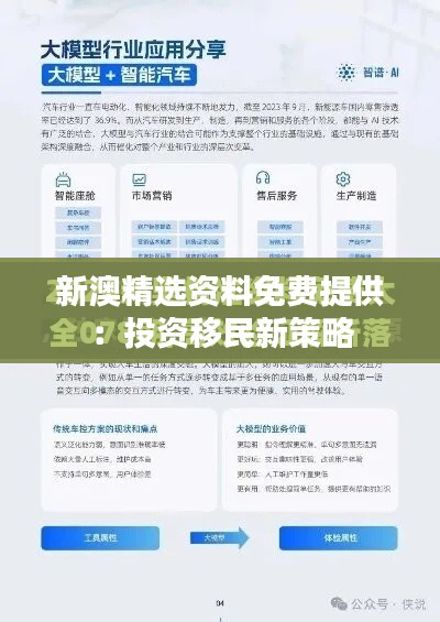 新澳精选资料免费提供：投资移民新策略