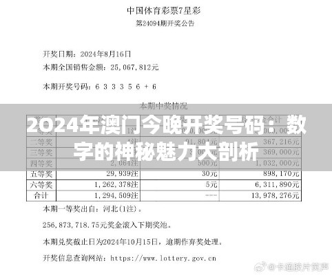 2O24年澳门今晚开奖号码：数字的神秘魅力大剖析