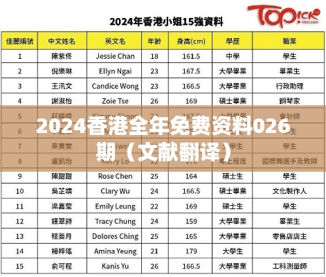 2024香港全年免费资料026期（文献翻译）