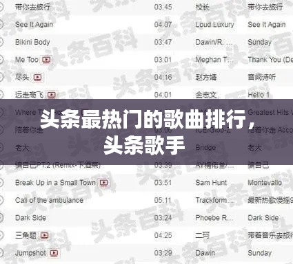 头条最热门的歌曲排行，头条歌手 