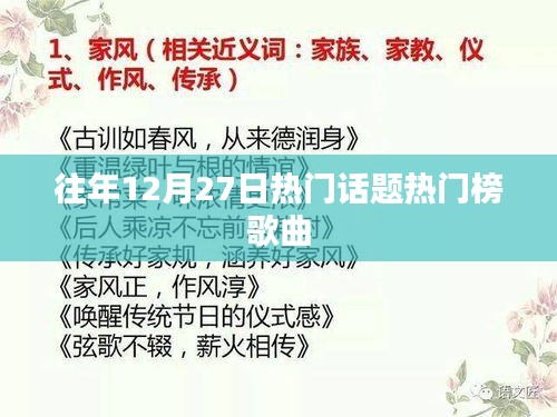 往年12月27日热门歌曲榜单盘点