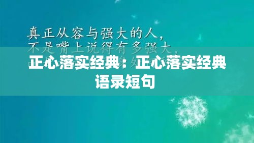 正心落实经典：正心落实经典语录短句 