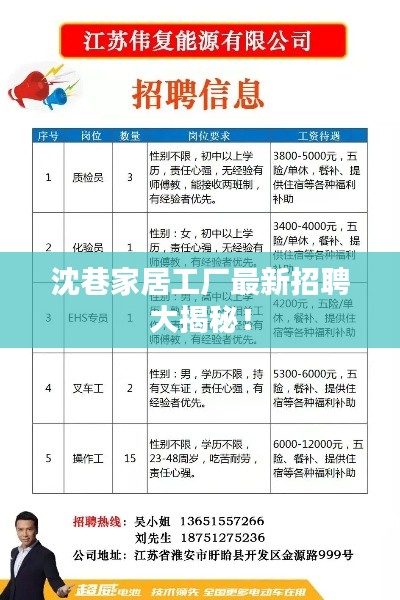 沈巷家居工厂最新招聘大揭秘！