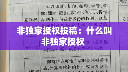 非独家授权投稿：什么叫非独家授权 
