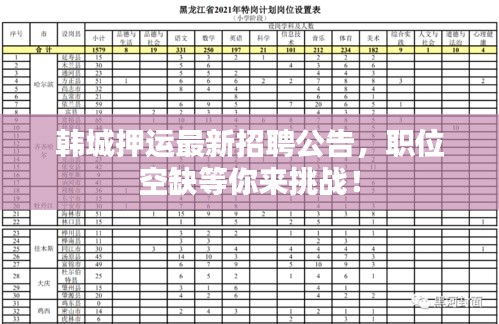 韩城押运最新招聘公告，职位空缺等你来挑战！