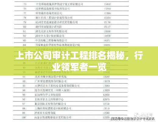 上市公司审计工程排名揭秘，行业领军者一览