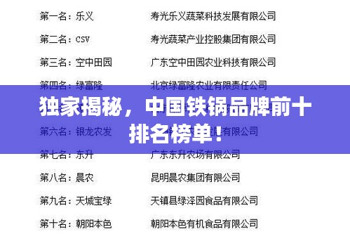 独家揭秘，中国铁锅品牌前十排名榜单！