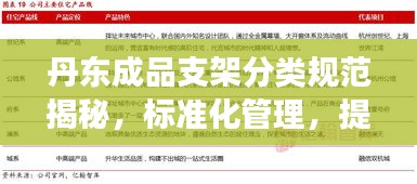 丹东成品支架分类规范揭秘，标准化管理，提升效率与安全性