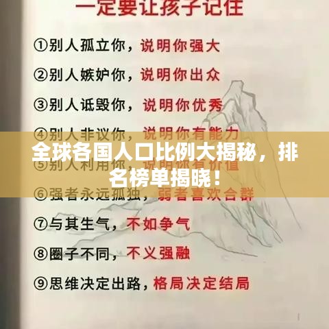 全球各国人口比例大揭秘，排名榜单揭晓！