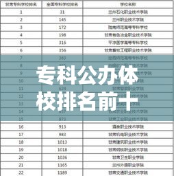 专科公办体校排名前十及其杰出成就概览