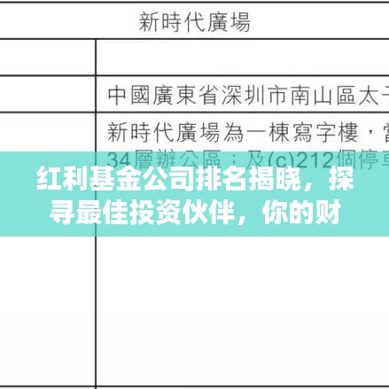 红利基金公司排名揭晓，探寻最佳投资伙伴，你的财富增值首选！
