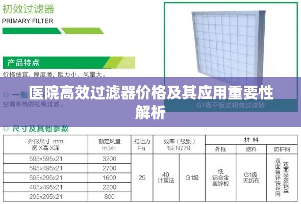 医院高效过滤器价格及其应用重要性解析